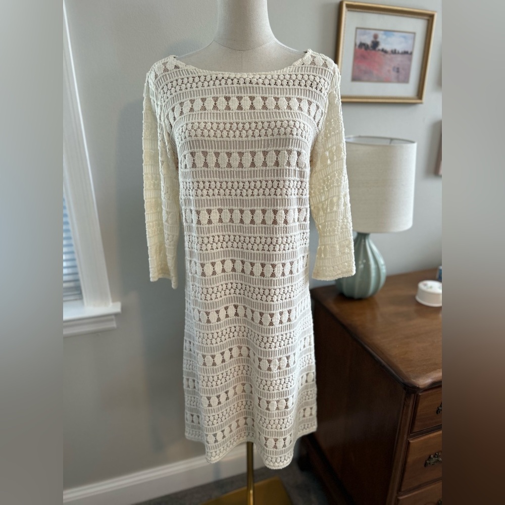 Saragano Cream Midi Dress